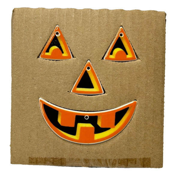Longaberger Halloween Jack O Lantern Ceramic Face Tie-Ons with Ribbons Box 2000 - Picture 5 of 6